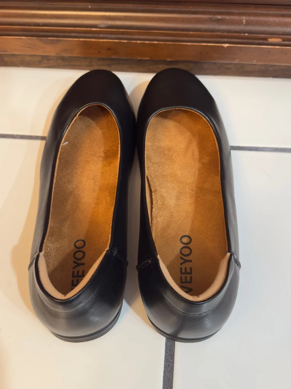VEEYOO Black Minimalist Ballet Flats Women’s Size 11 Comfort Slip On‎ Shoes”